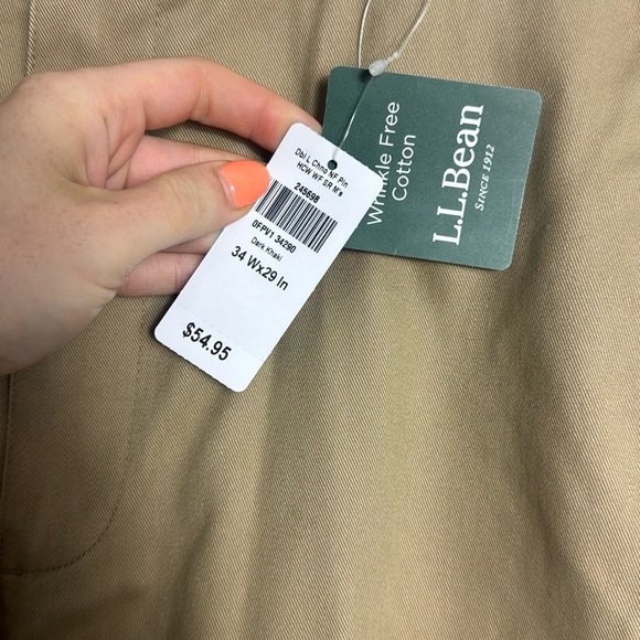 NWT L.L. Bean Men’s Straight Leg Dark Khaki Pants size 34x29 - Picture 3 of 9